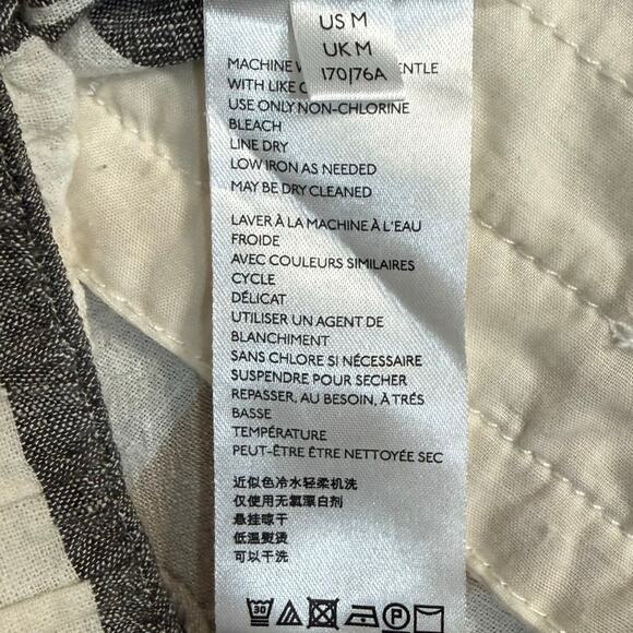 Anthropologie Beige Black White Neutral Stripe Linen Blend Wide Leg Pants size M - Picture 5 of 12